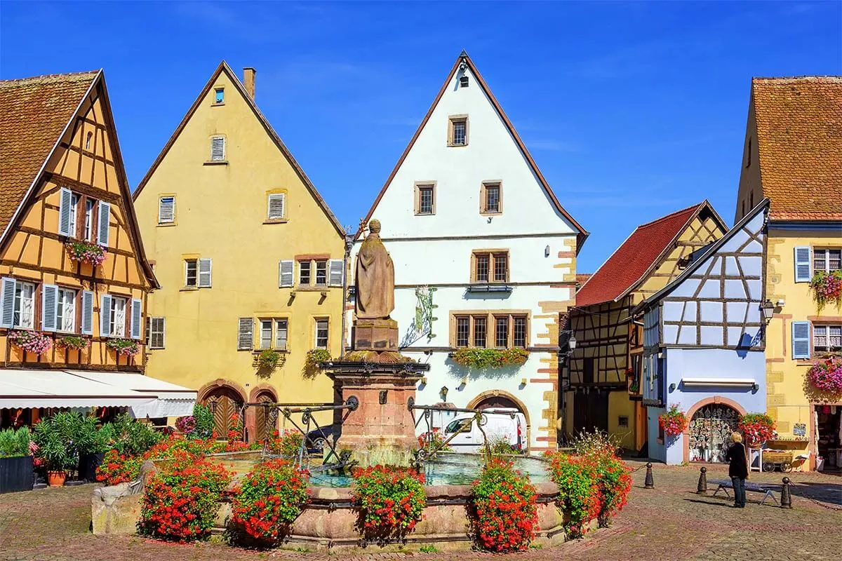 Saint Leon Square and Fountain in Eguisheim France