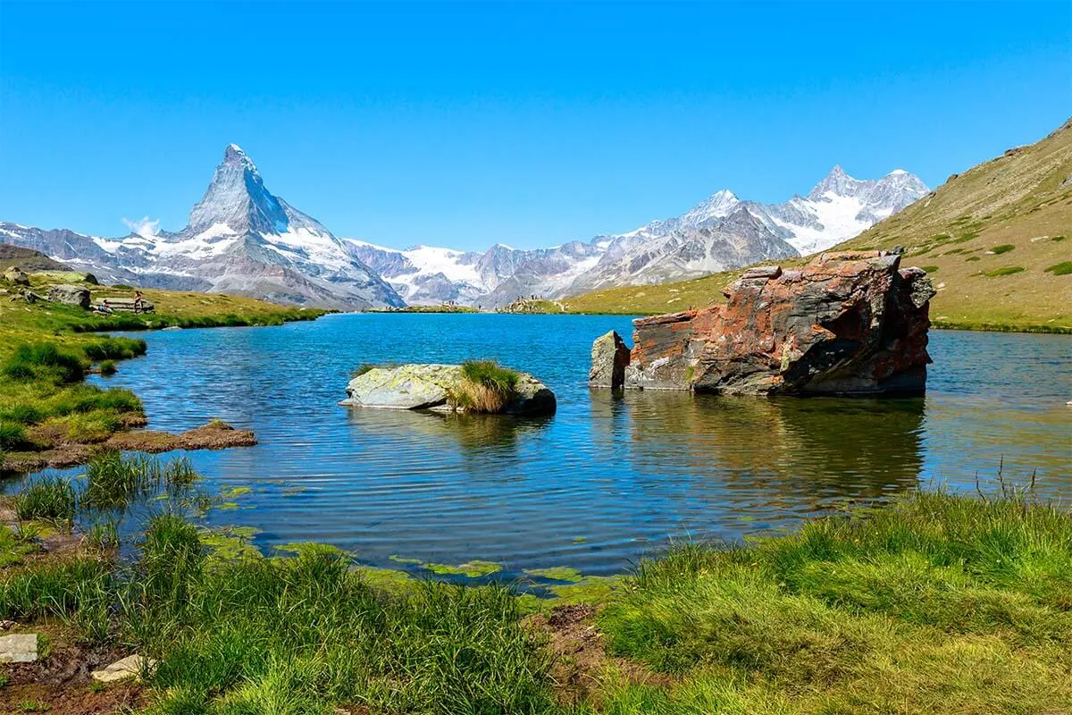 Stellisee lake along the Crystal Trail in Zermatt