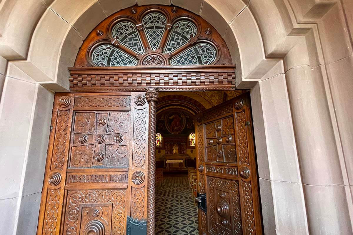 Wooden door of Chapelle Saint-Léon IX in Eguisheim