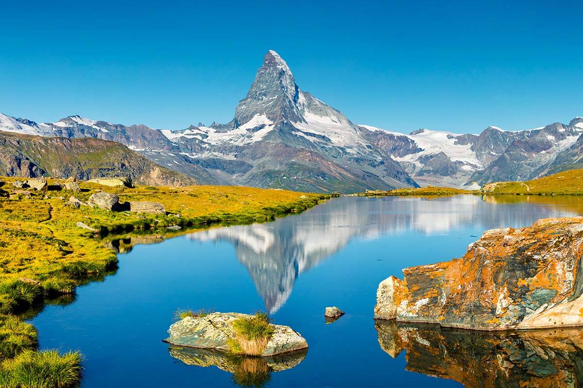 Zermatt hiking trails - Stellisee lake on Five Lakes Walk