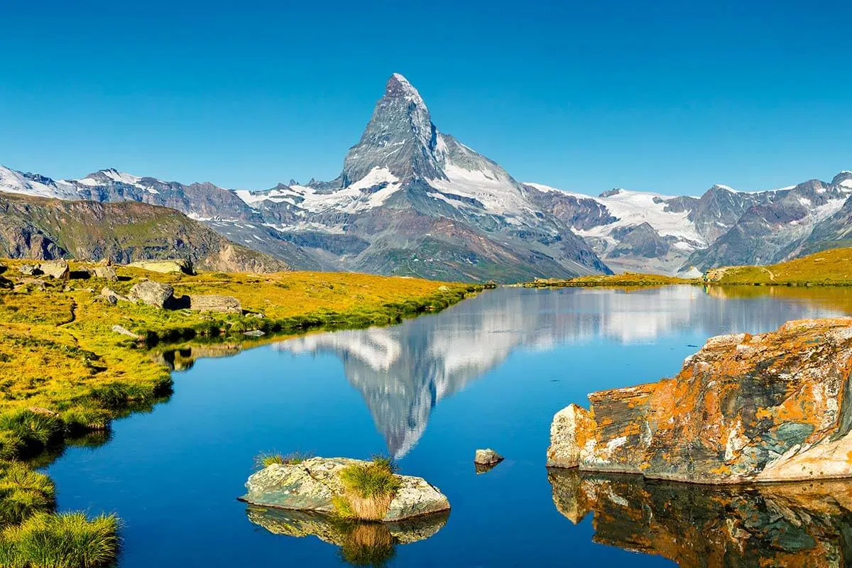 Zermatt hiking trails - Stellisee lake on Five Lakes Walk