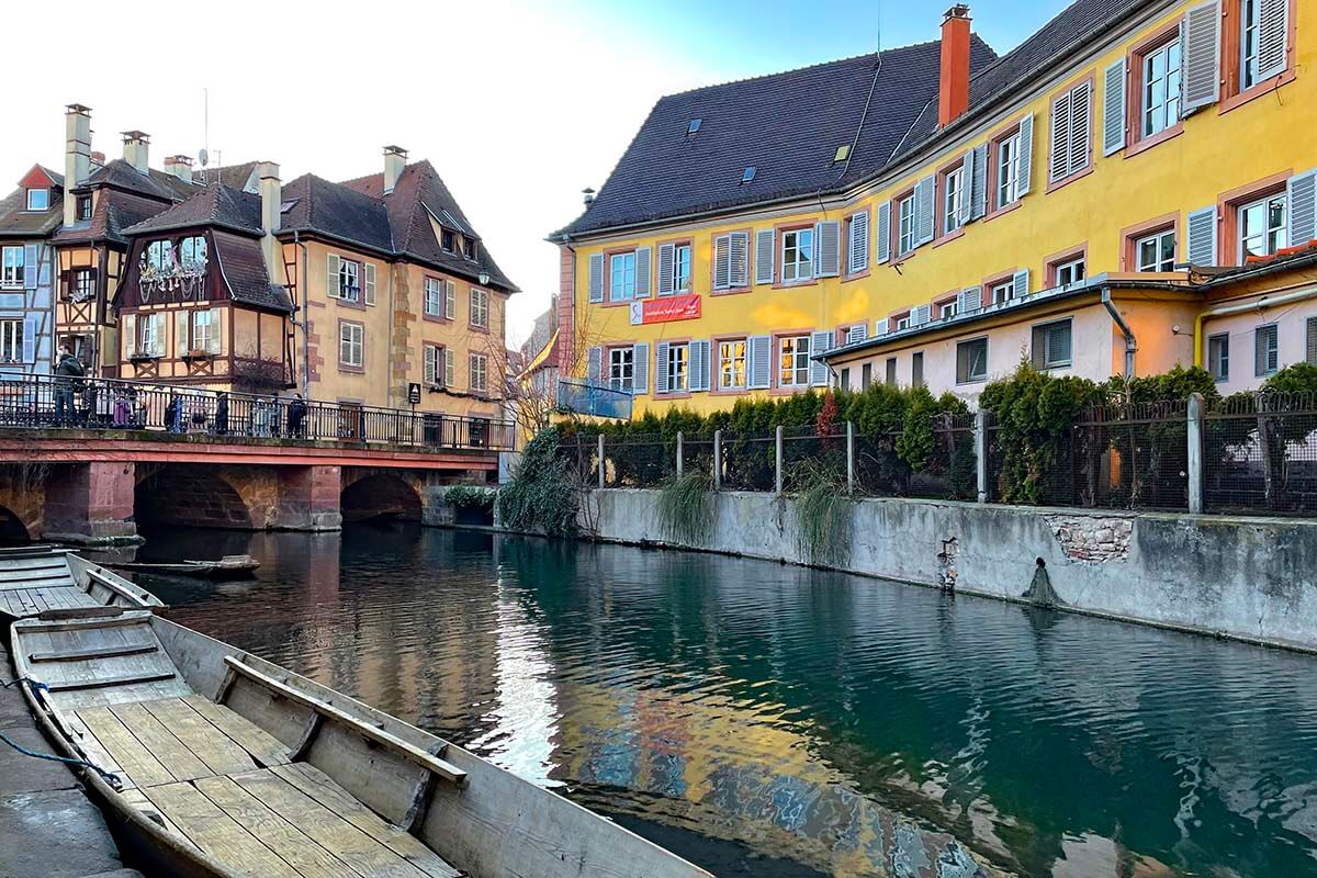 traditional flat bottomed boats (barques) in Colmar France