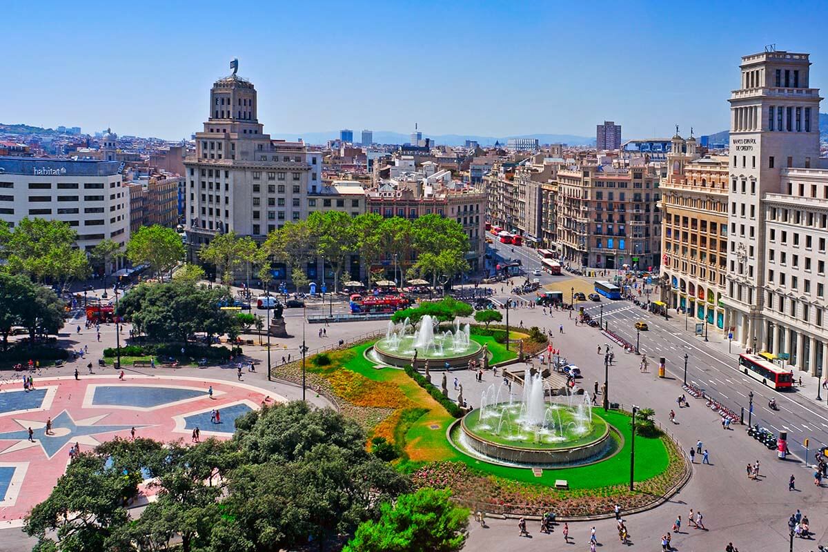 Plaça de Catalunya aerial view, Barcelona