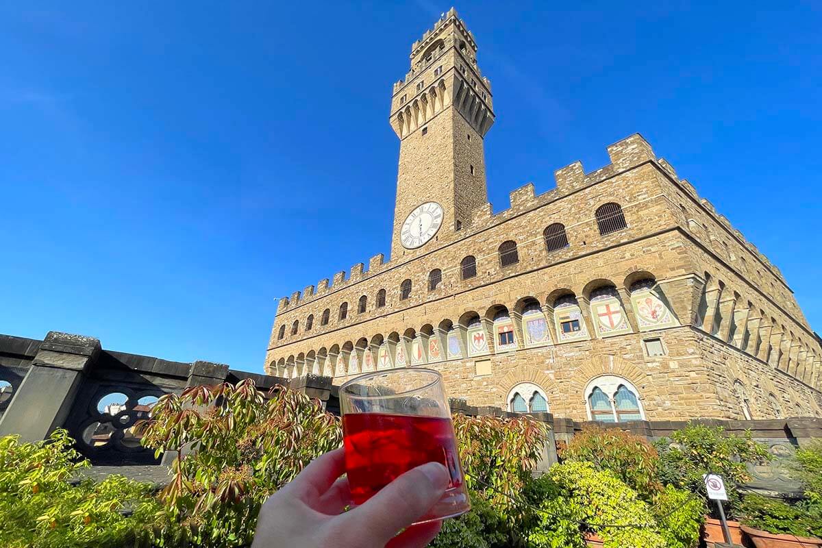 Caffeteria Galleria Degli Uffizi view on Palazzo Vecchio