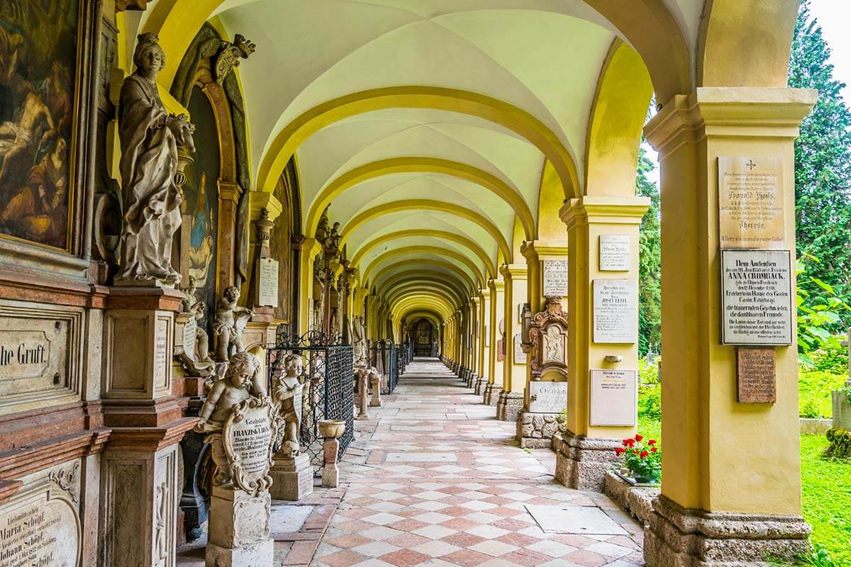 Cemetery of St Peter Abbey (Friedhof St. Peter) in Salzburg Austria