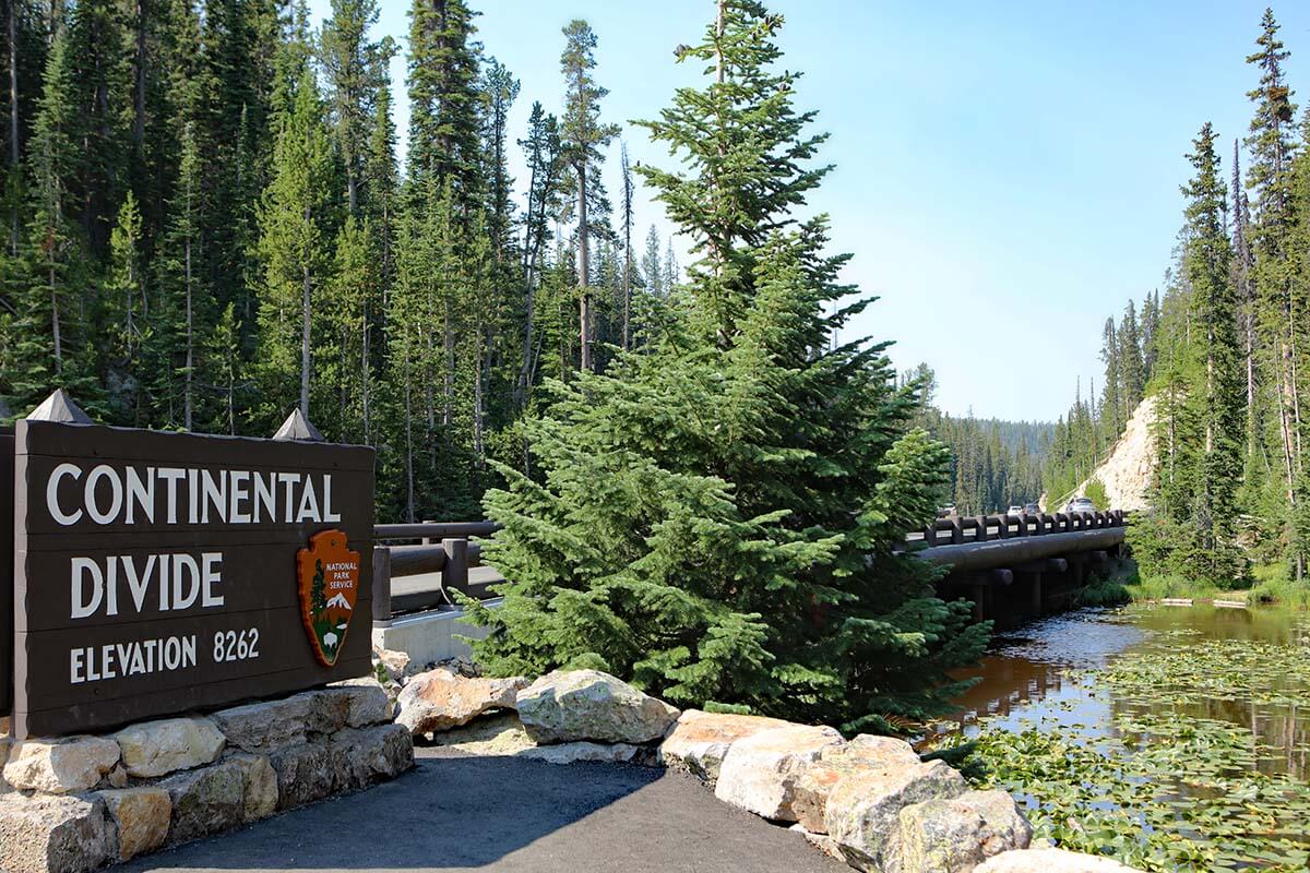 Continental Divide and Isa Lake on Yellowstone south loop (elevation 8262 ft)