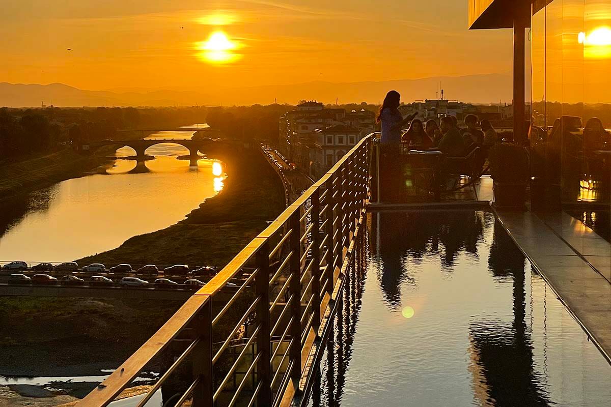 Florence sunset views from a rooftop restaurant