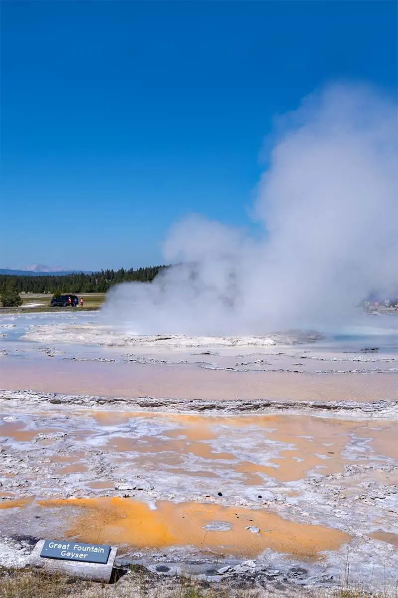 Great Fountain Geyser on Firehole Lake Drive in Yellowstone National Park