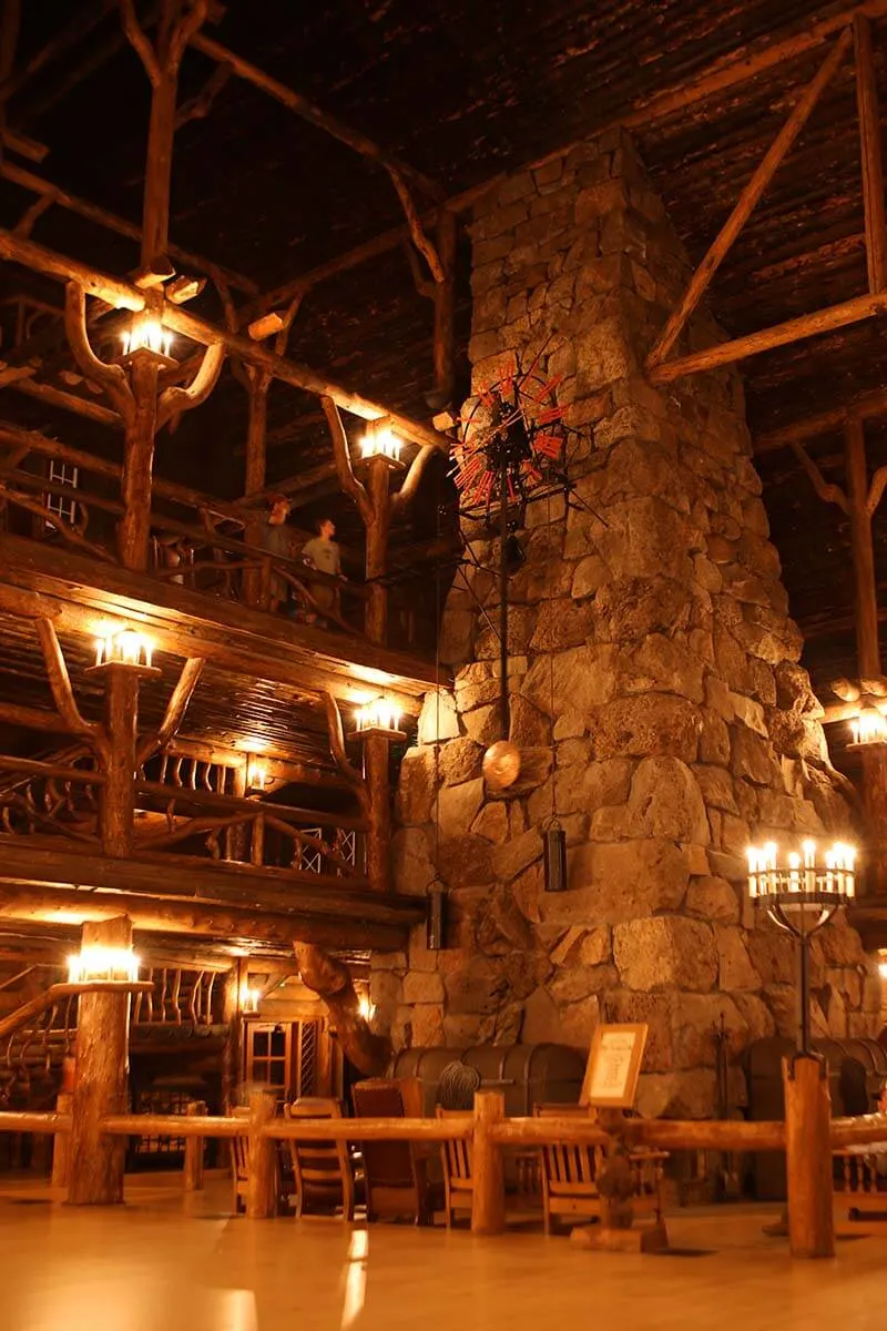 Inside the historic Old Faithful Inn in Yellowstone National Park