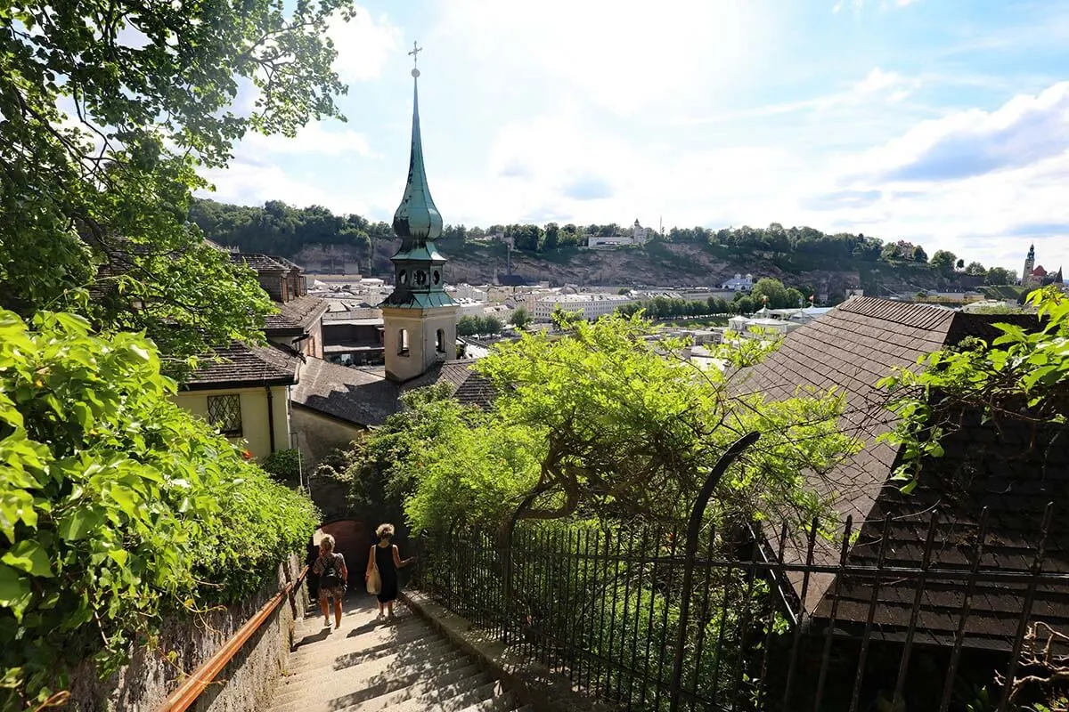 Sightseeing in Salzburg - staircase at Kapuzinerberg