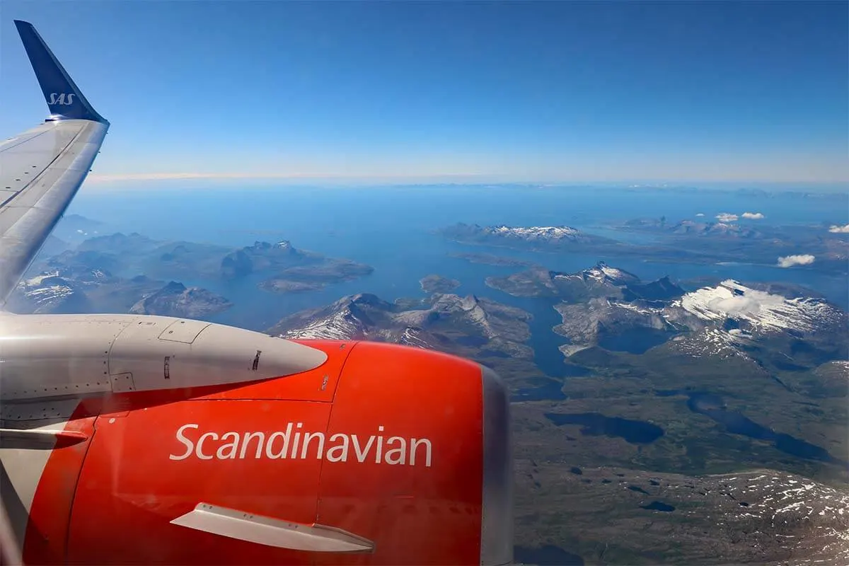 Lofoten aerial view from airplane window