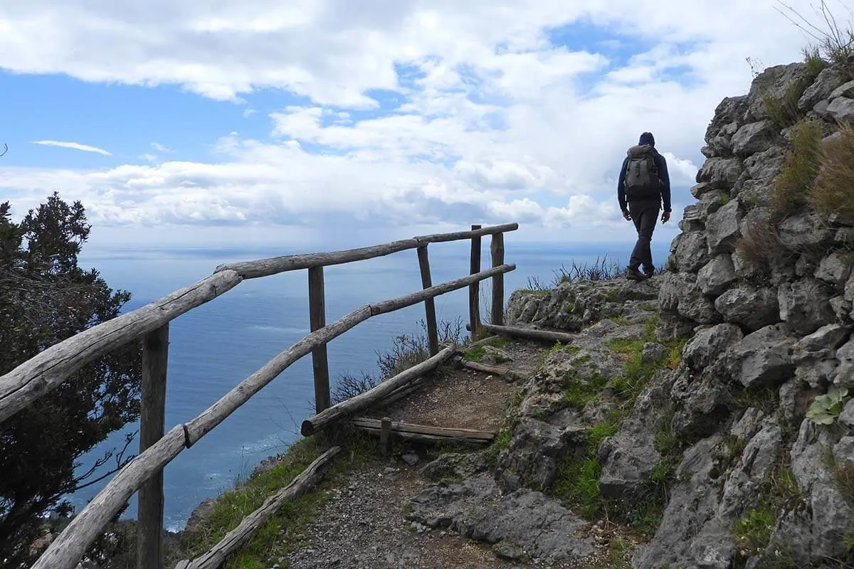 Steeper sections of the Path of the Gods hiking trail