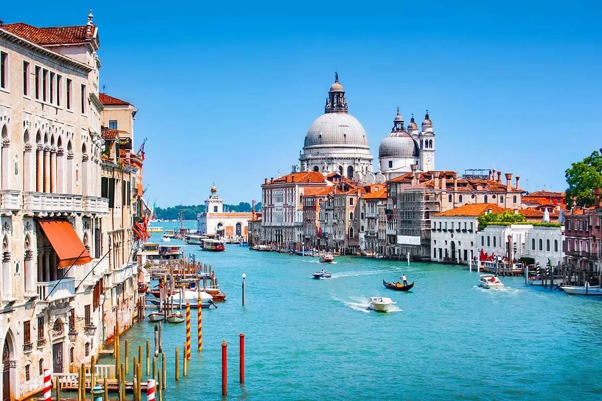 Basilica di Santa Maria della Salute and Venice Grand Canal as seen from Ponte dell'Accademia