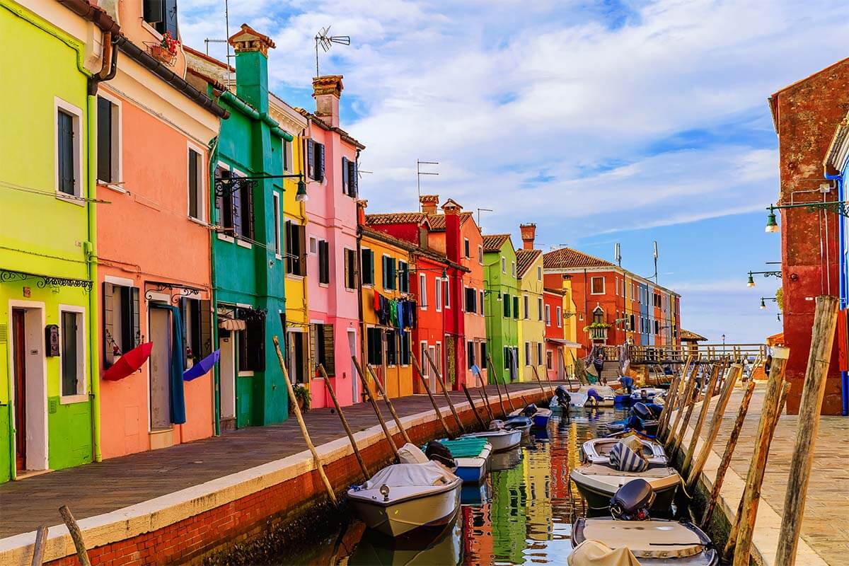 Colorful houses on Burano island near Venice Italy