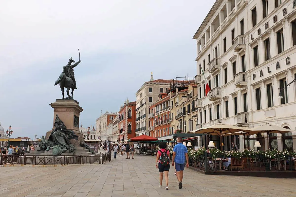 Riva degli Schiavoni waterside promenade in Venice, Italy