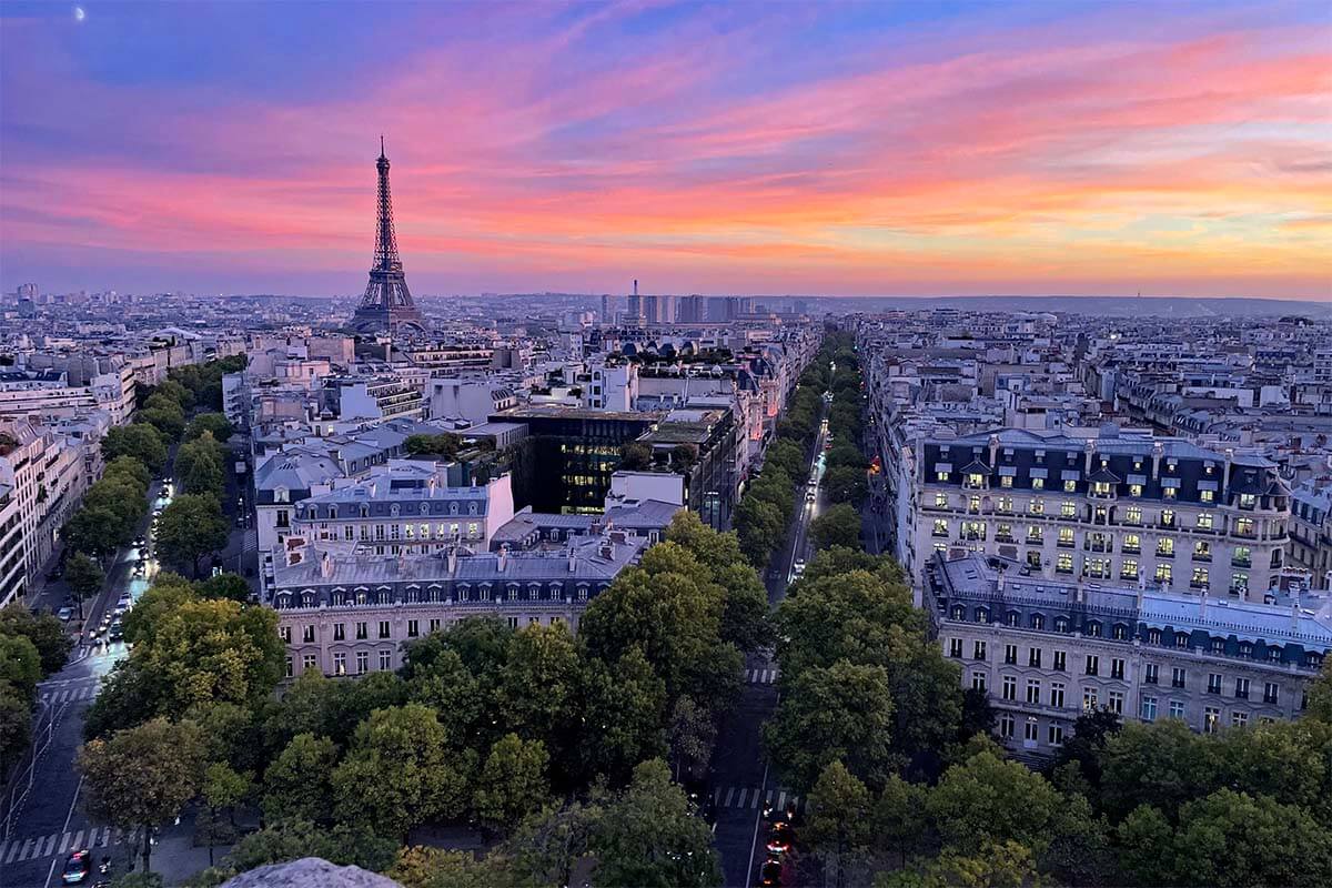 Beautiful sunset in Paris in the fall