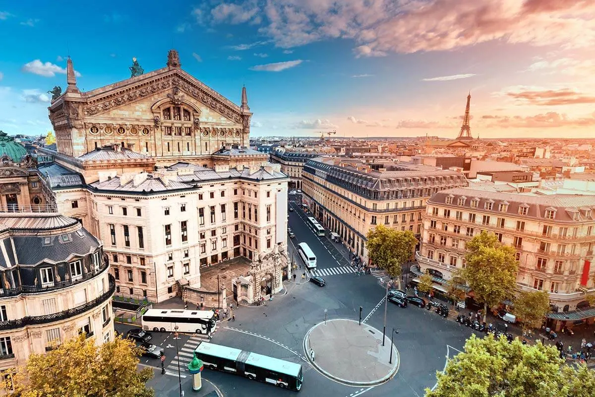 Paris Opera and skyline view from rooftop terrace at Galeries Lafayette