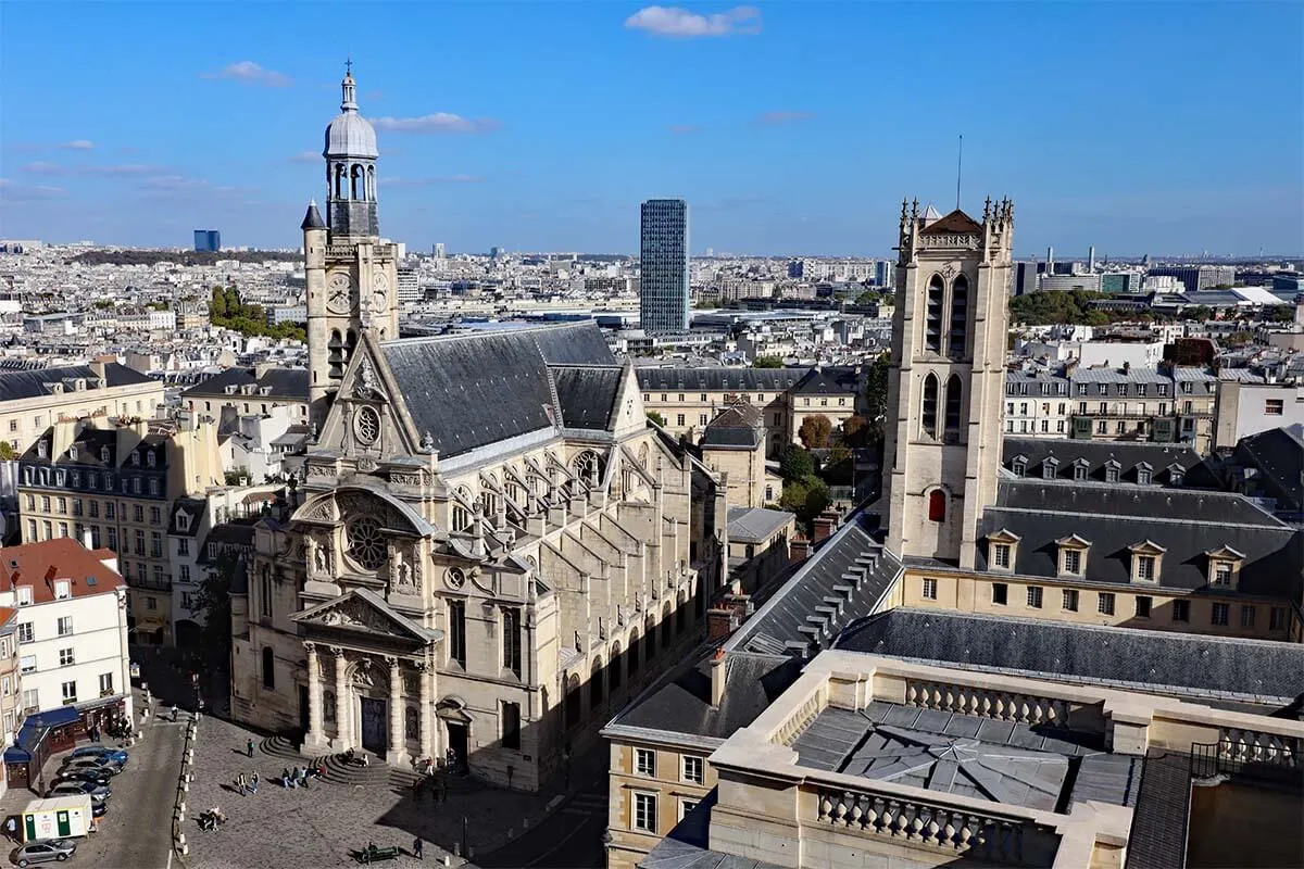 Paris city view from the dome of the Pantheon