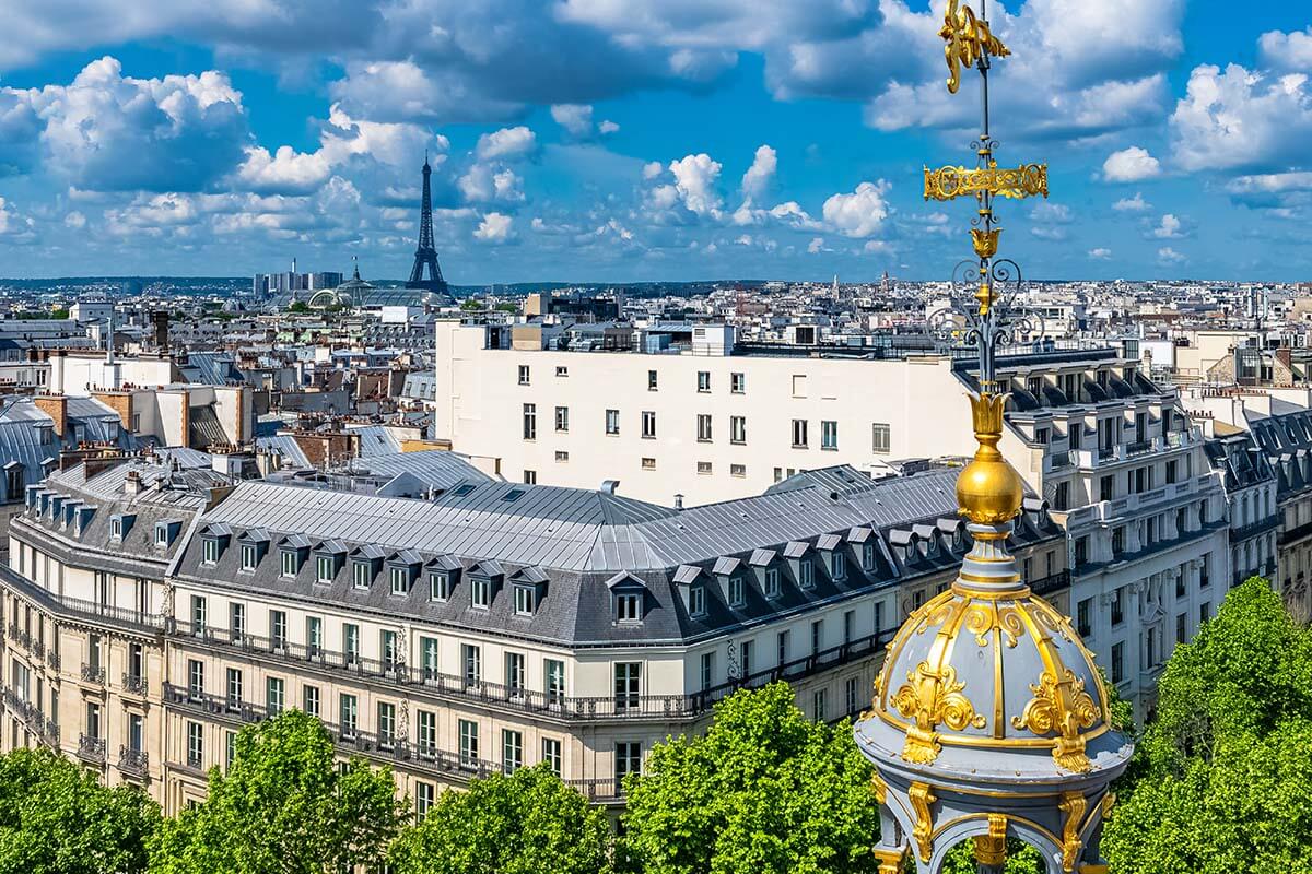 Paris rooftops and skyline view from the terrace of Printemps department store