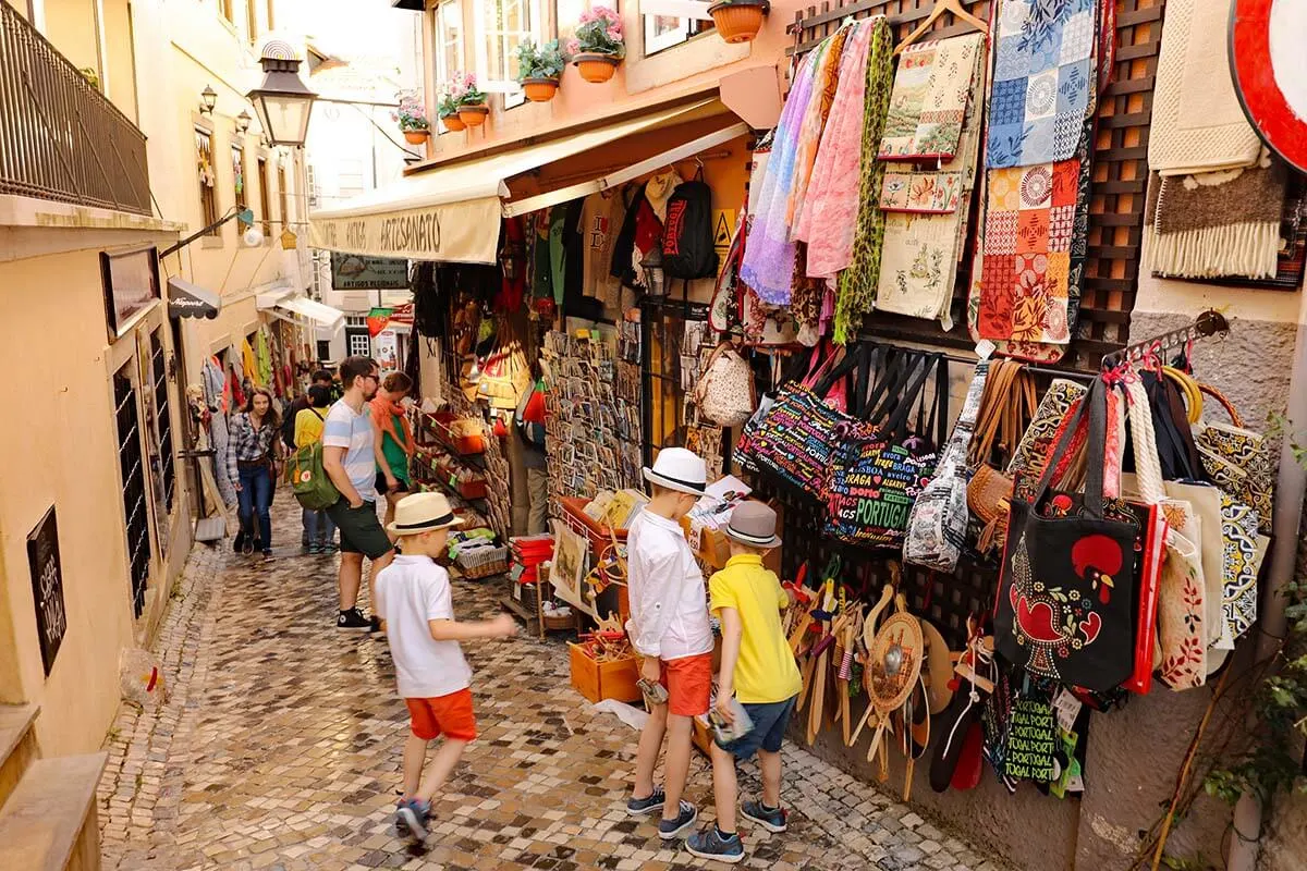 Souvenir shop on a narrow street in Sintra old town