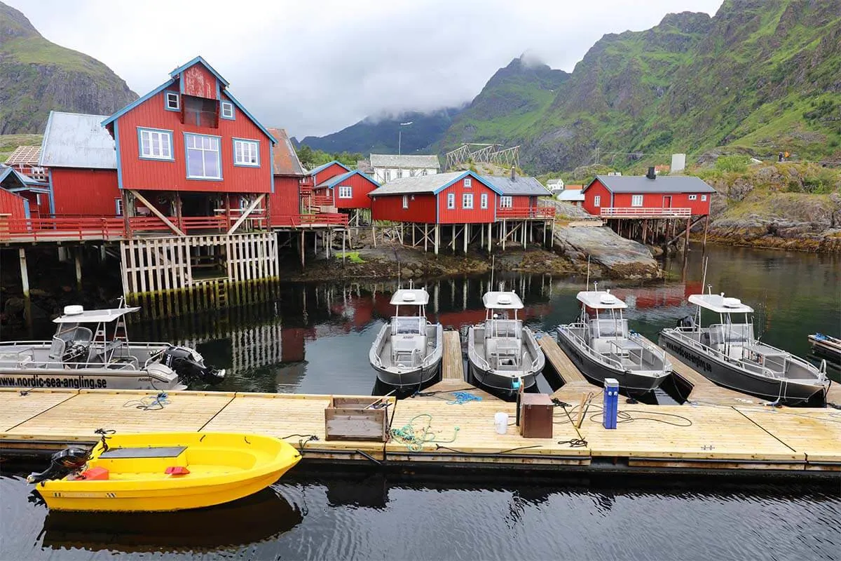 A i Lofoten town harbor