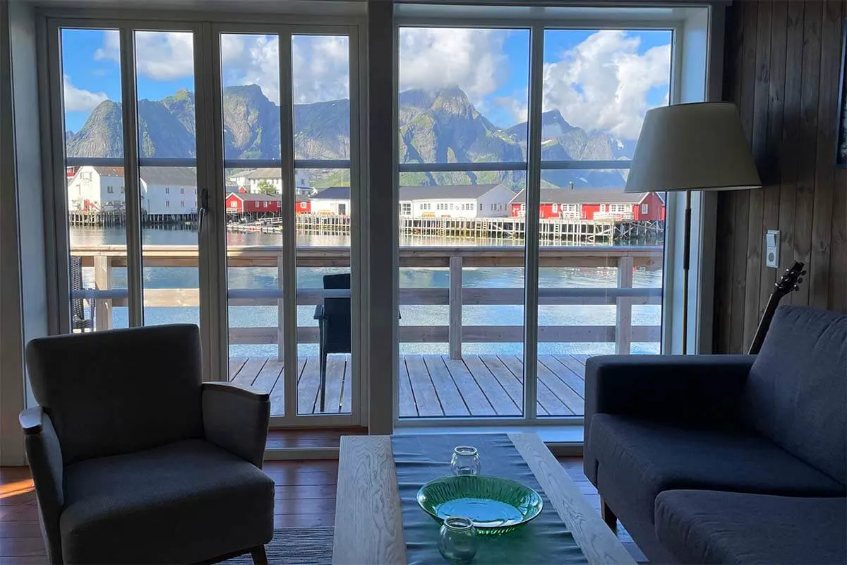 Lofoten accommodation with best views - our cabin at Reinefjorden Sjohus in Hamnoy