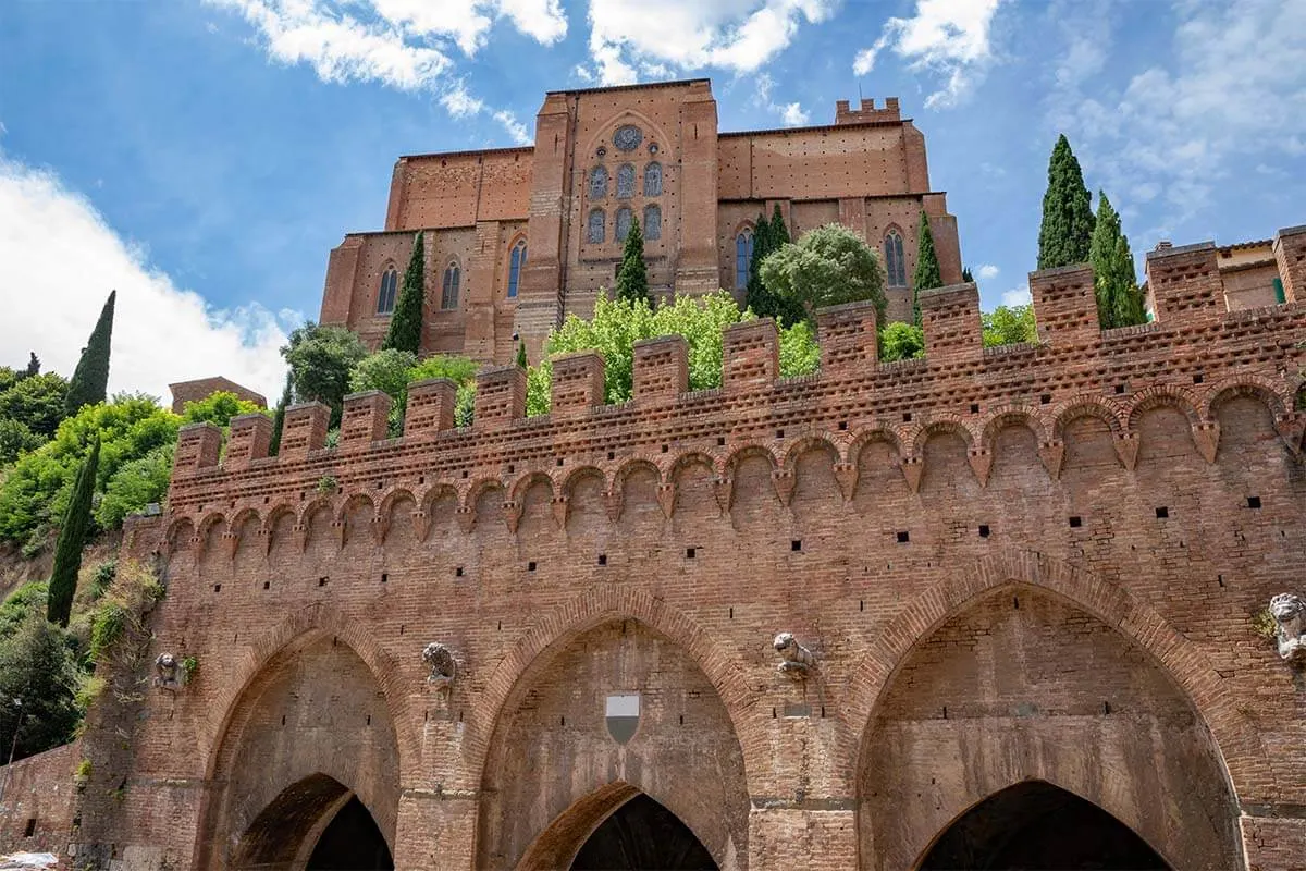 Fontebranda and San Domenico Church in Siena, Italy