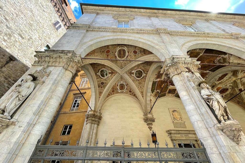 Loggia della mercanzia on Via di Citta in Siena Italy