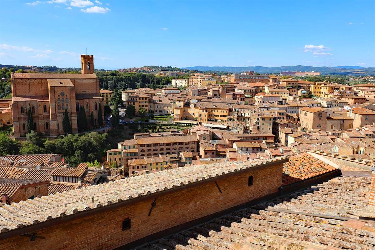 Siena city views from the rooftop of Duomo di Siena, Italy