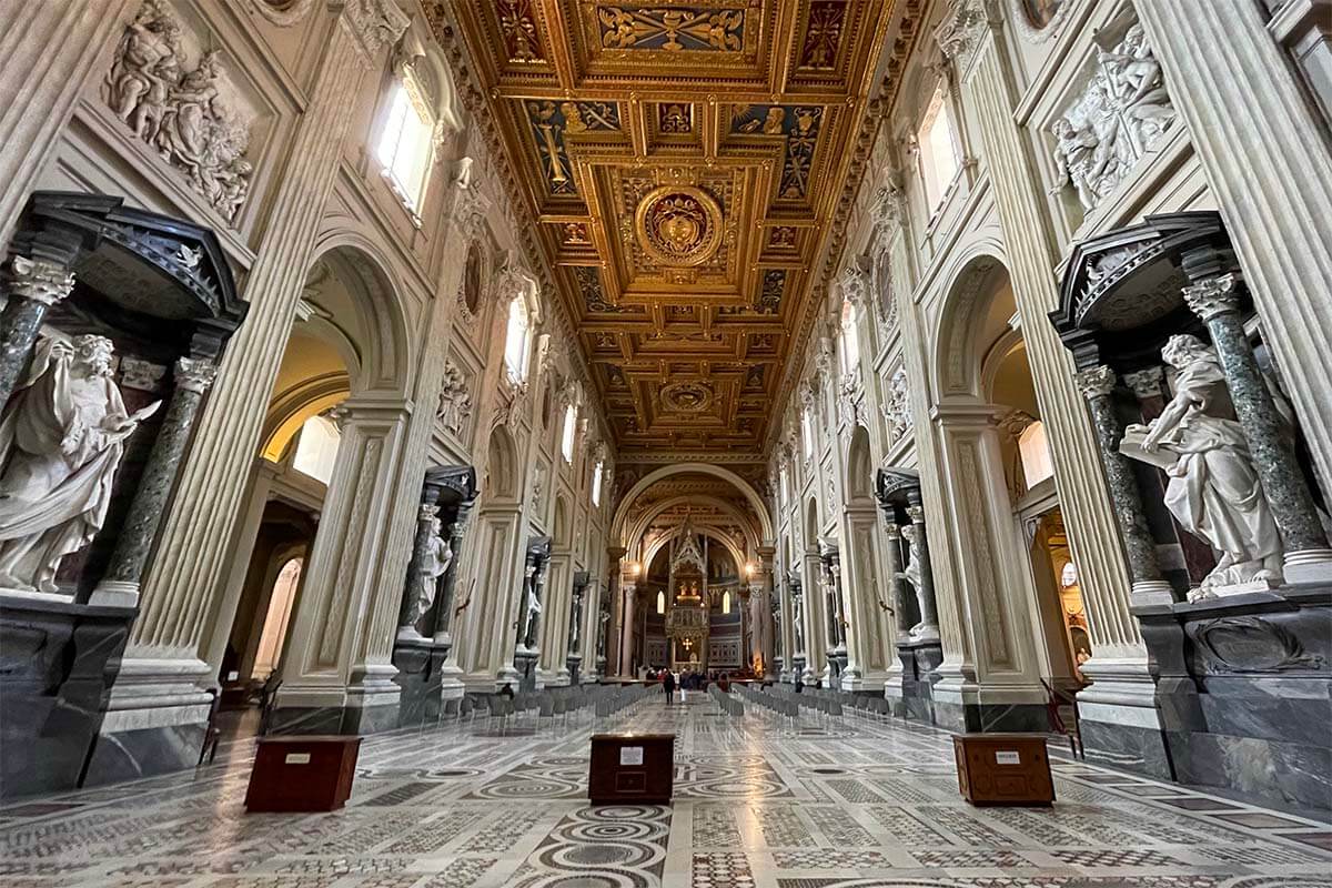 Interior of St John Laterano Cathedral in Rome, Italy