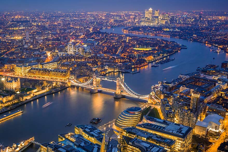 London skyline view from The Shard