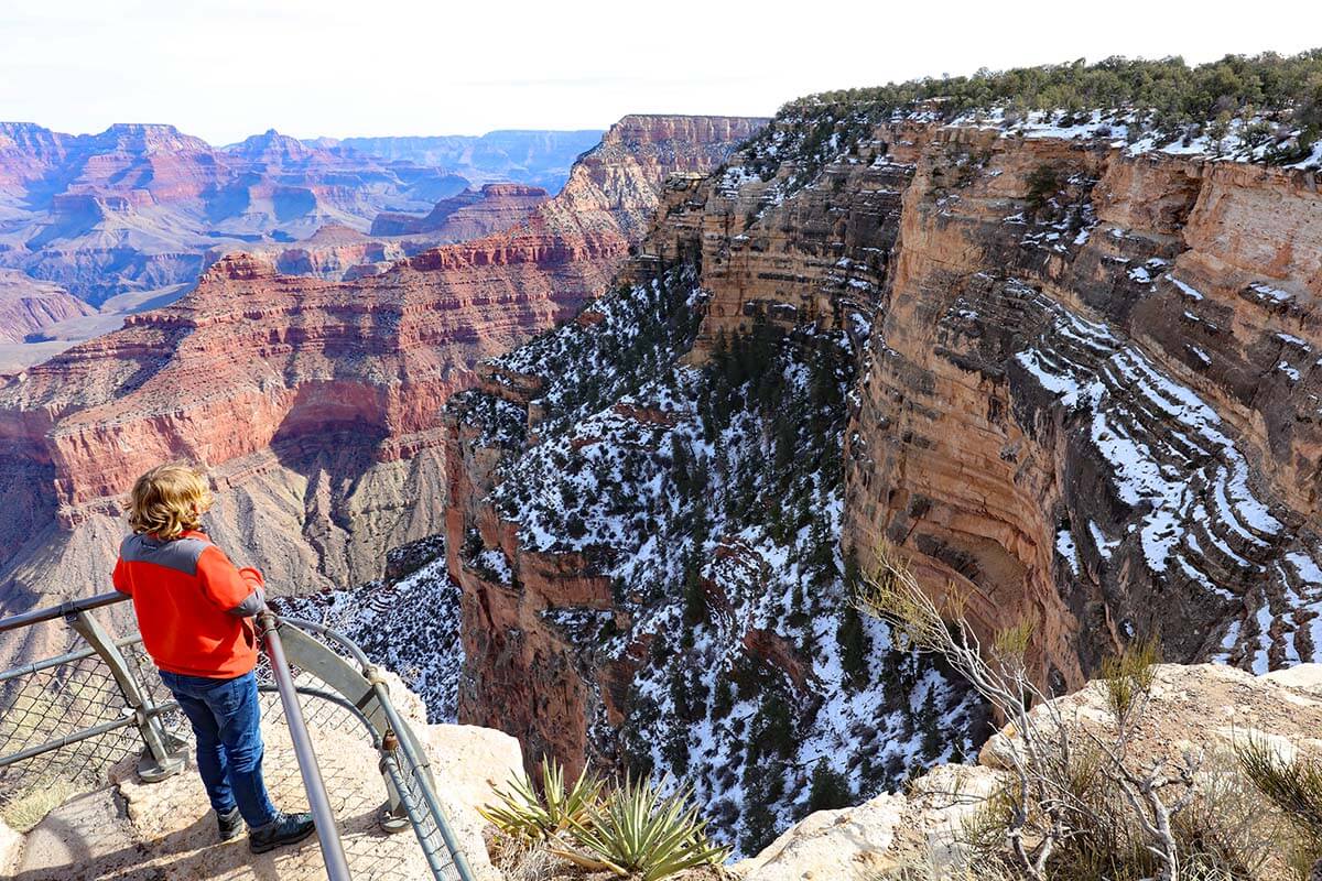 Yavapai Point at Grand Canyon South Rim in winter