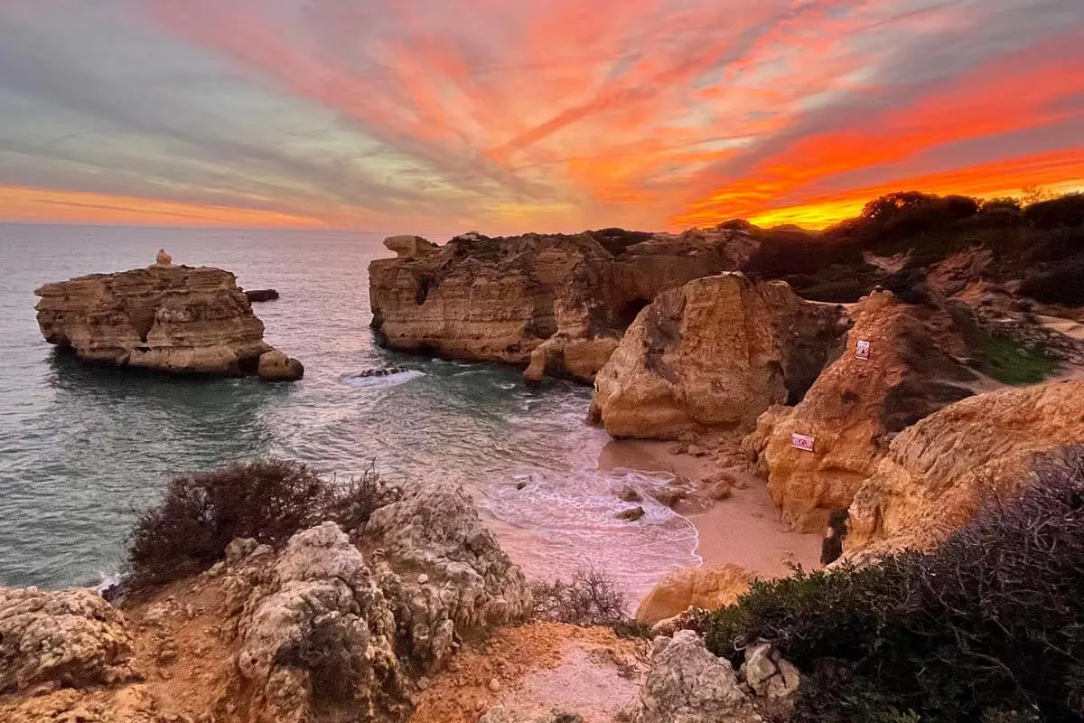 Praia de Sao Rafael at sunset - Albufeira, Portugal