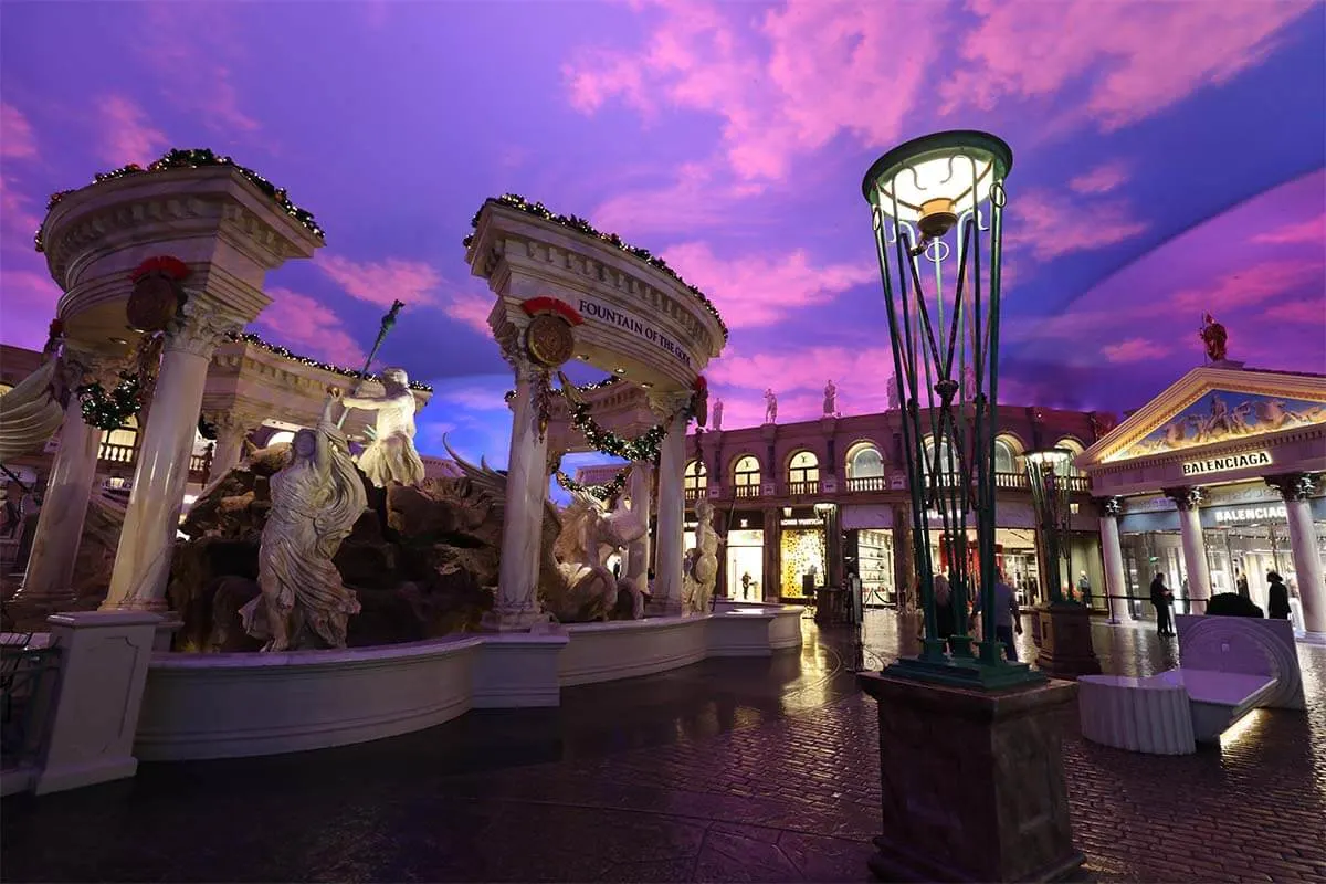 Fountain of the Gods inside Caesars Palace hotel casino in Las Vegas