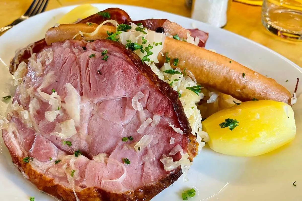 French food - Choucroute Alsacienne at a restaurant in Colmar