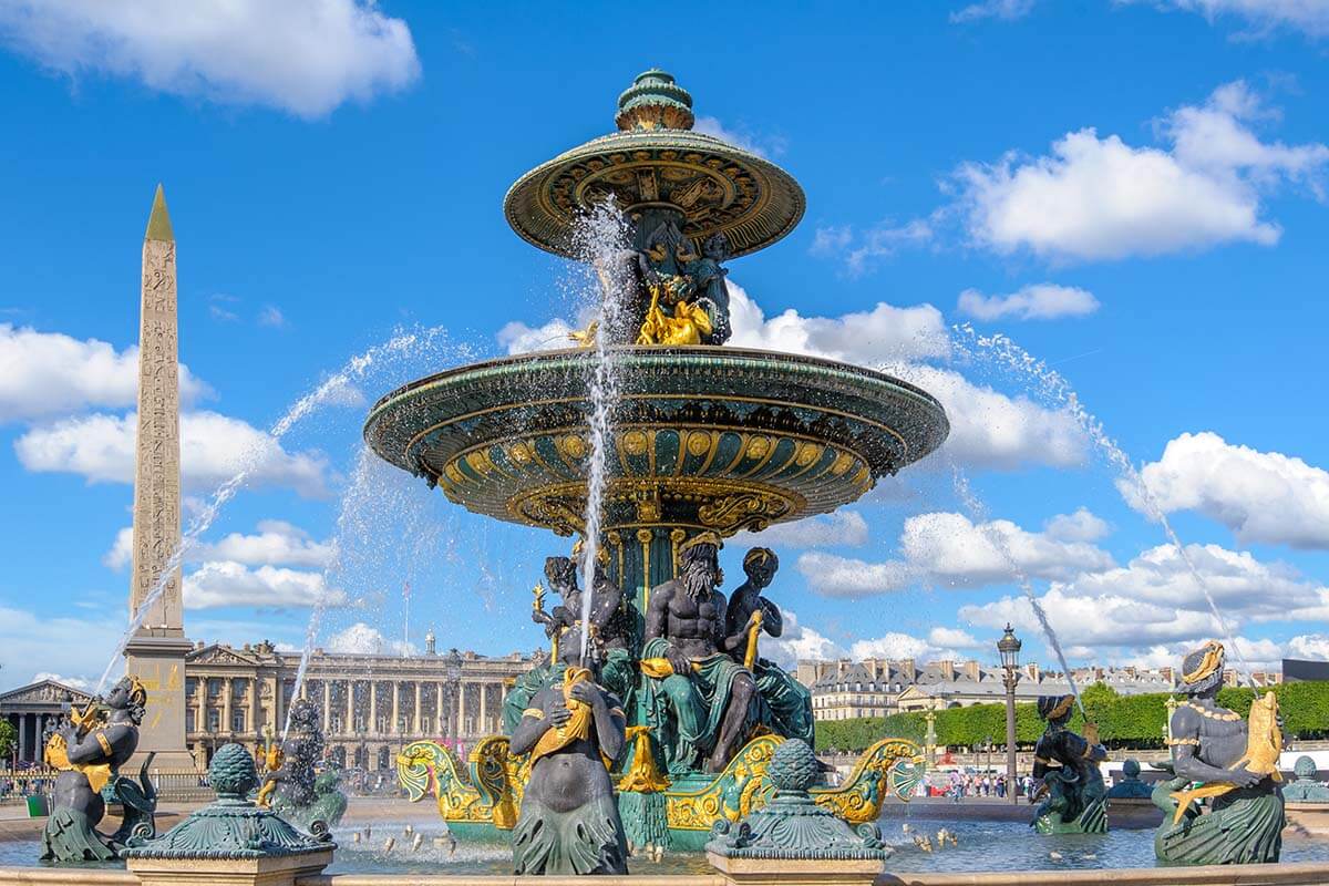 Place de la Concorde fountain and obelisk in Paris France