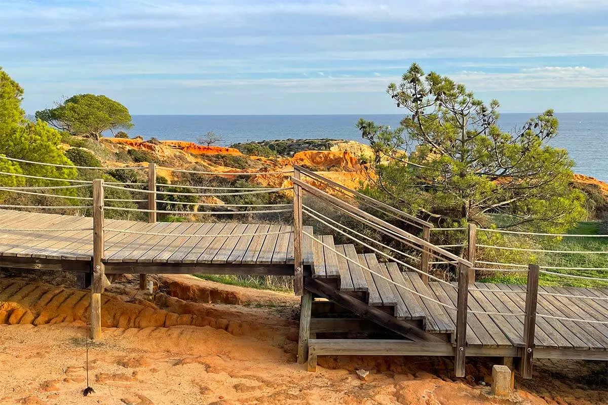 Stairs to Sao Rafael Beach from NAU Sao Rafael Atlantico hotel in Albufeira