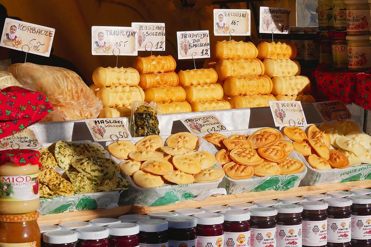 Traditional Polish food market in Zakopane