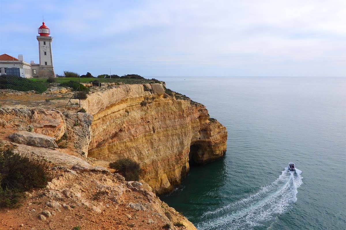 Farol de Alfanzina lighthouse on the Seven Hanging Valleys hike in Algarve Portugal