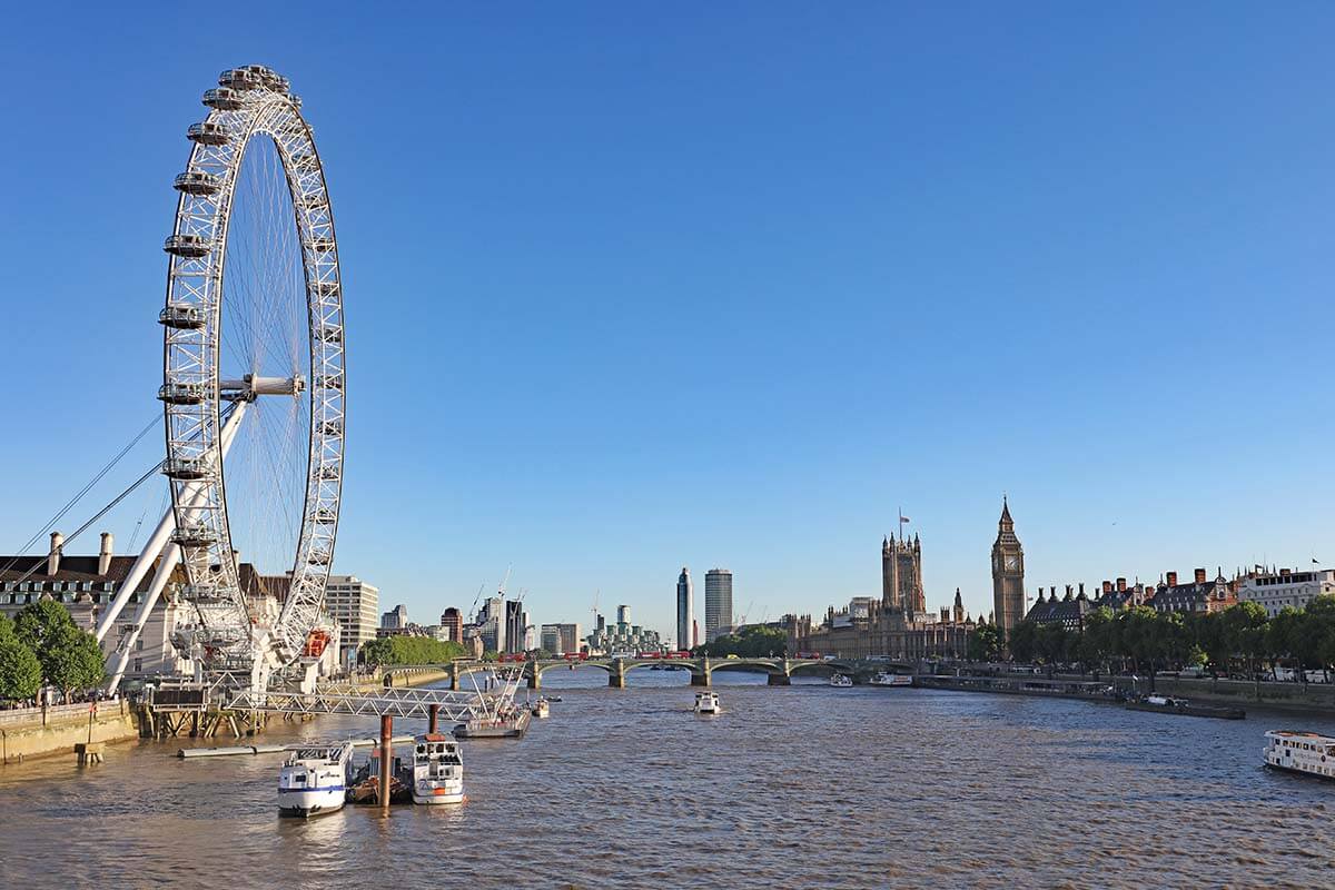 London Eye and River Thames as seen from Golden Jubilee Bridge