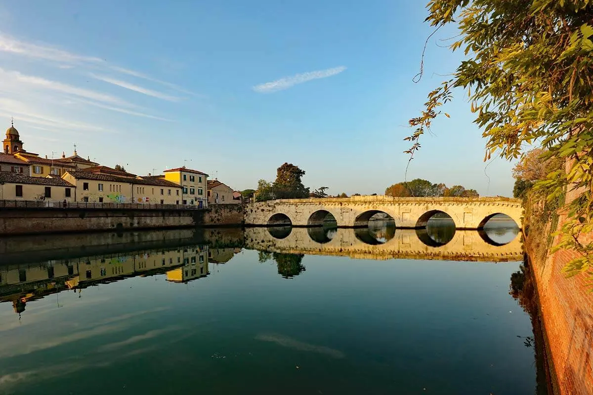 Tiberius Bridge in Rimini view from Ponte di Tiberio Observation Deck