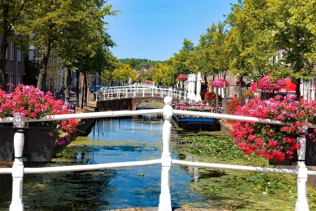 Beautiful canal in Delft, the Netherlands