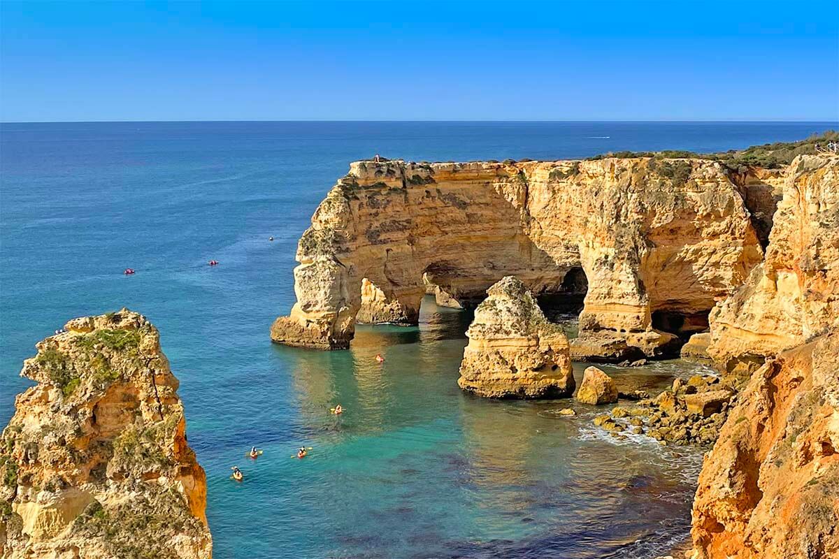 Kayaks at Praia da Marinha in Algarve Portugal