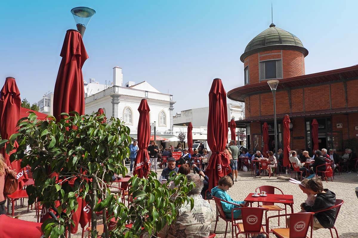 Market day in Olhao town in Algarve Portugal