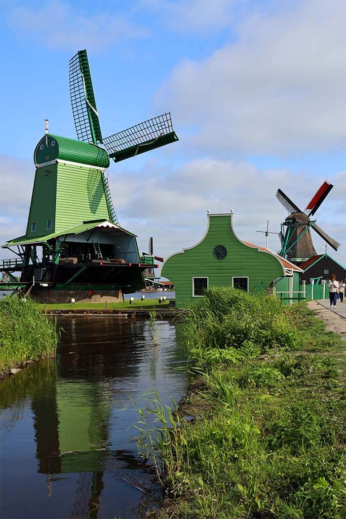 Traditional Dutch windmills in Zaanse Schans - Amsterdam countryside