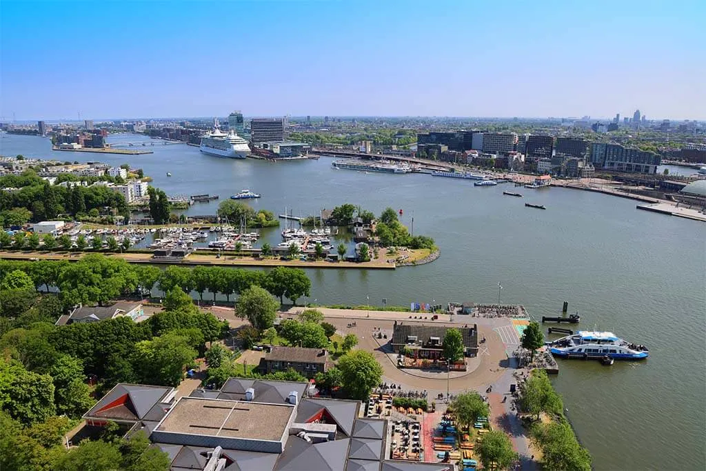 Amsterdam skyline view from ADAM Lookout rooftop