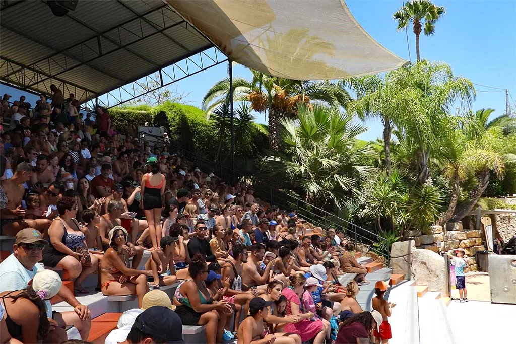 Crowds at Zoomarine Algarve Sam Stadium 5 minutes before the dolphin show