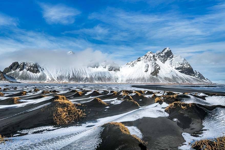 Stokksnes in Iceland in winter