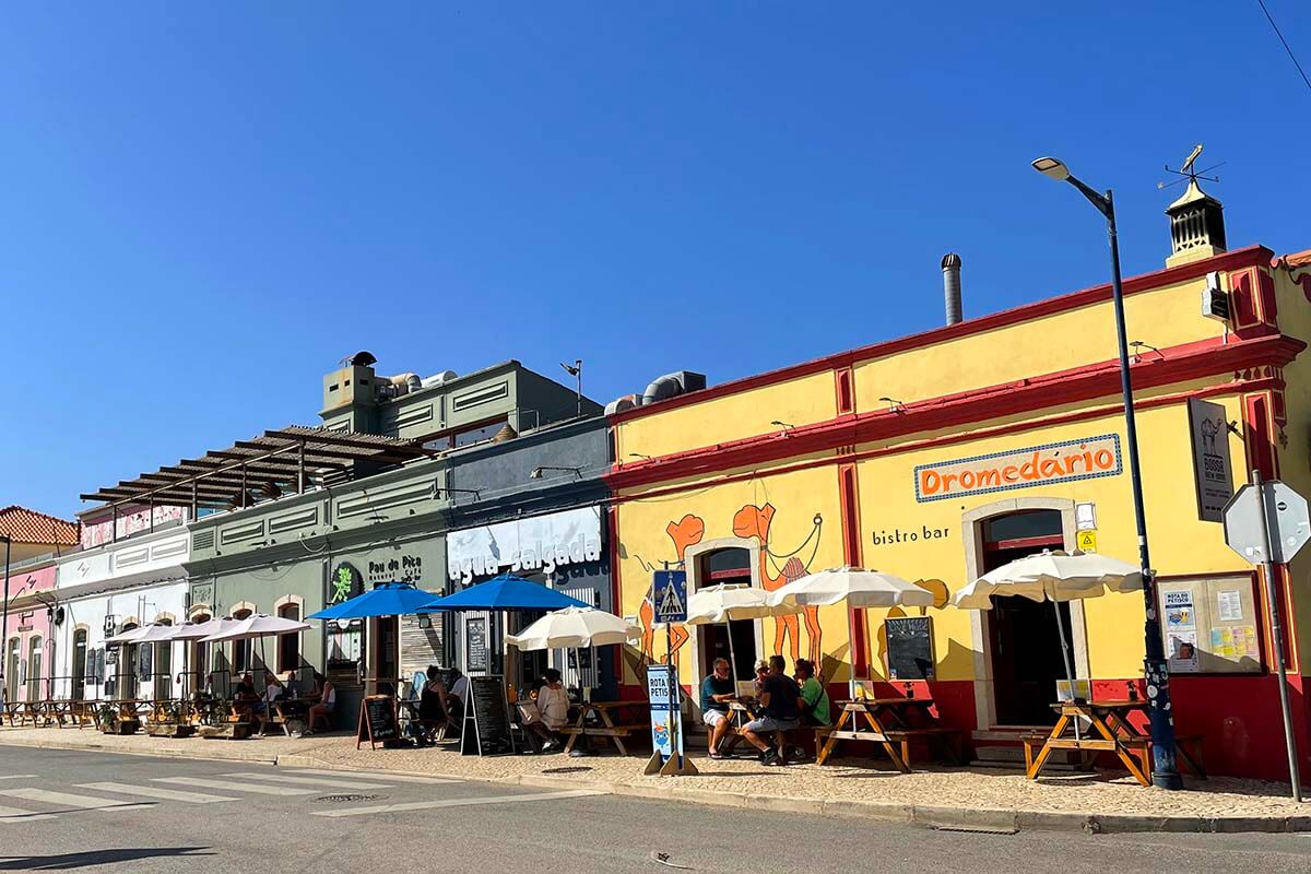 Colorful restaurants in Sagres town center