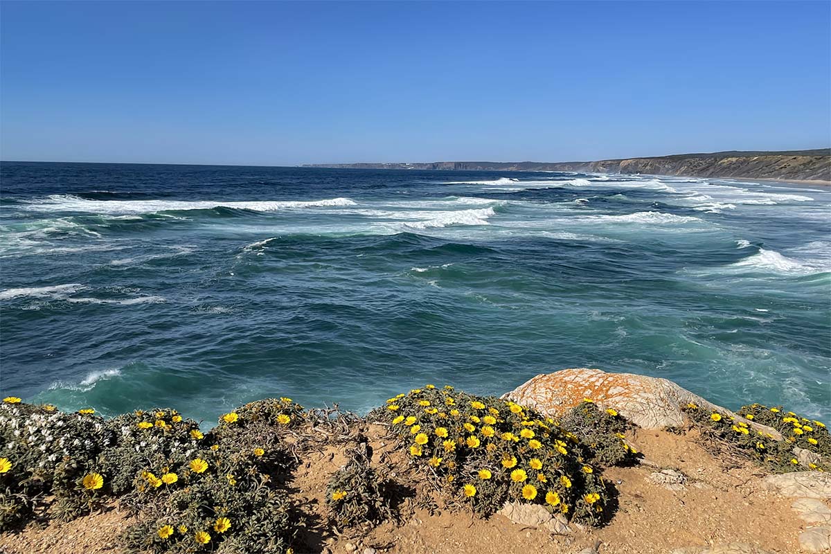 Coastal scenery at Bordeira Beach in the spring.